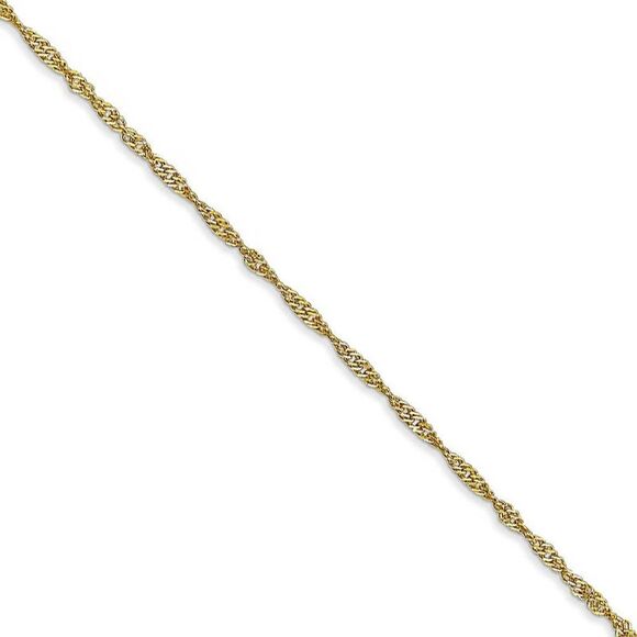 1.4mm 10k Yellow Gold Solid Singapore Chain Necklace 20 Inch